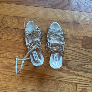 Badgley Mischka Metallic Gold Strappy Lace-Up Sandals